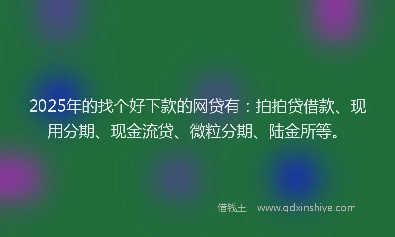 2025年的找个好下款的网贷有：拍拍贷借款、现用分期、现金流贷、微粒分期、陆金所等。