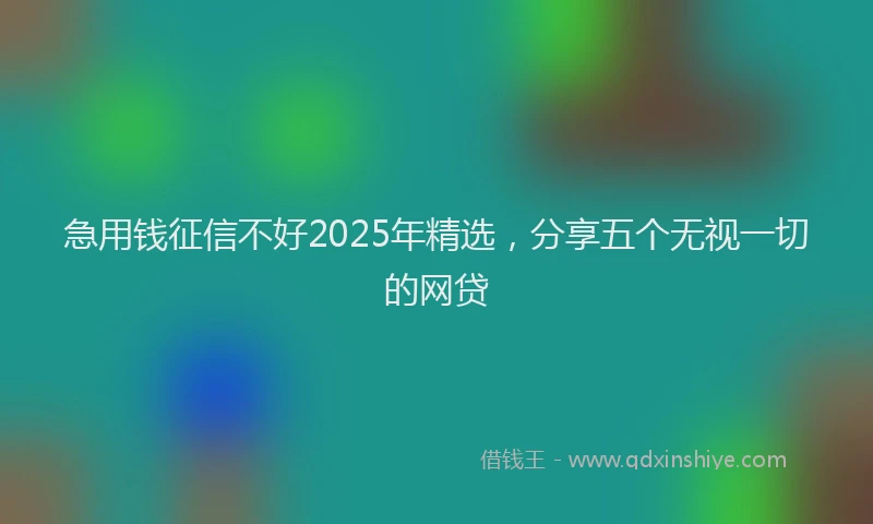 急用钱征信不好2025年精选，分享五个无视一切的网贷