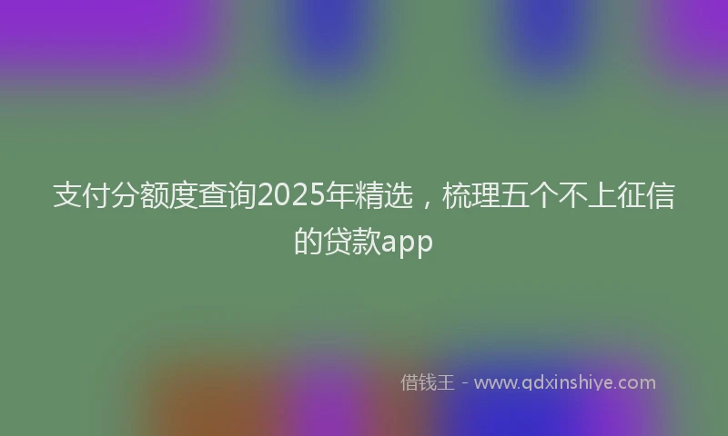 支付分额度查询2025年精选，梳理五个不上征信的贷款app