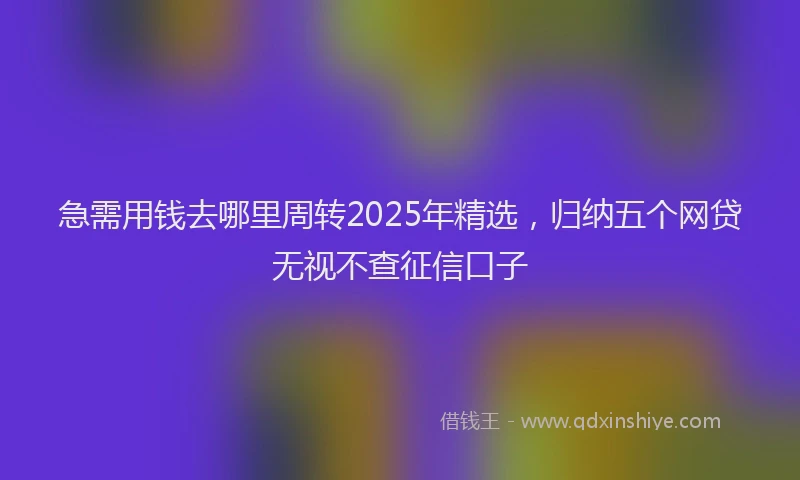 急需用钱去哪里周转2025年精选，归纳五个网贷无视不查征信口子