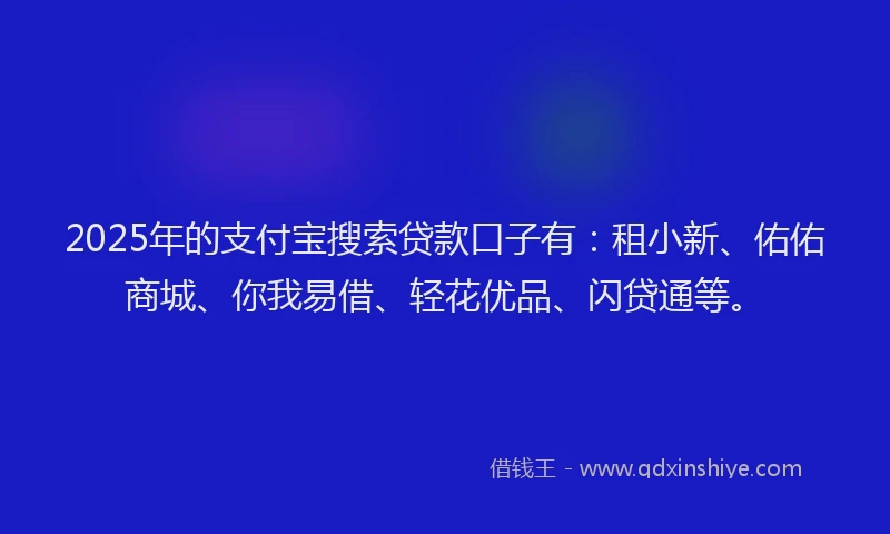 2025年的支付宝搜索贷款口子有：租小新、佑佑商城、你我易借、轻花优品、闪贷通等。