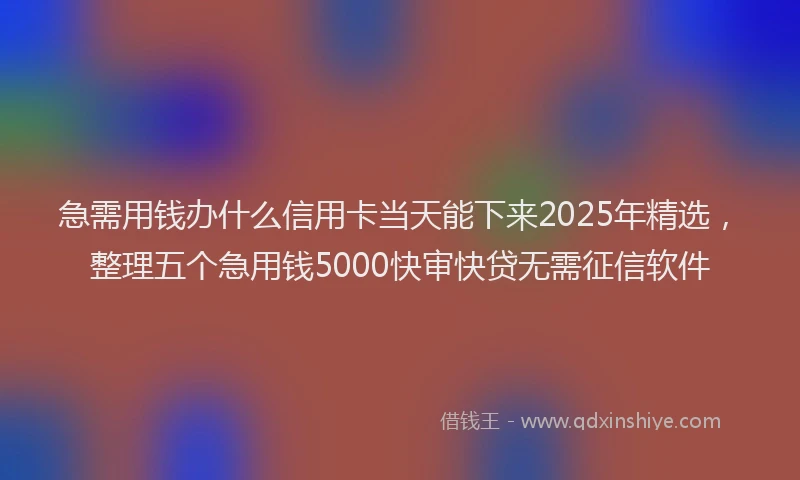 急需用钱办什么信用卡当天能下来2025年精选，整理五个急用钱5000快审快贷无需征信软件