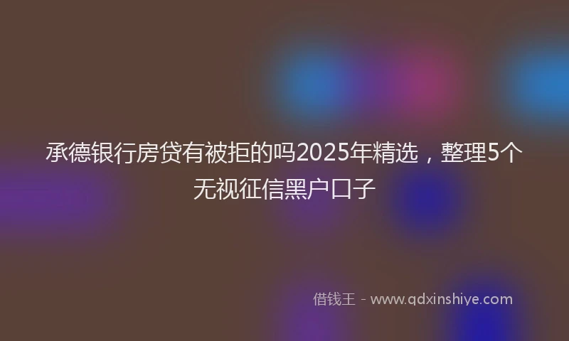 承德银行房贷有被拒的吗2025年精选，整理5个无视征信黑户口子