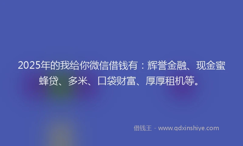2025年的我给你微信借钱有：辉誉金融、现金蜜蜂贷、多米、口袋财富、厚厚租机等。