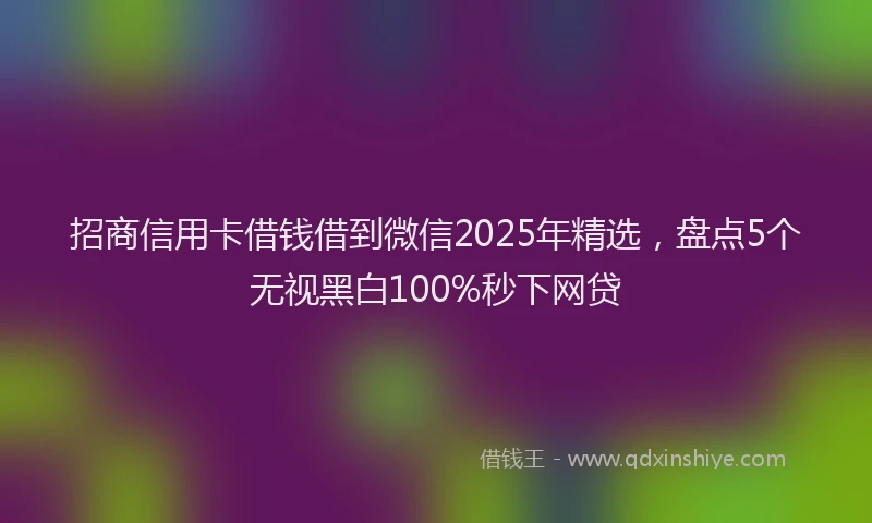 招商信用卡借钱借到微信2025年精选，盘点5个无视黑白100%秒下网贷