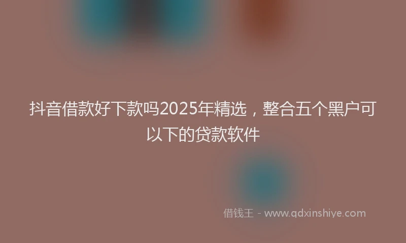 抖音借款好下款吗2025年精选，整合五个黑户可以下的贷款软件