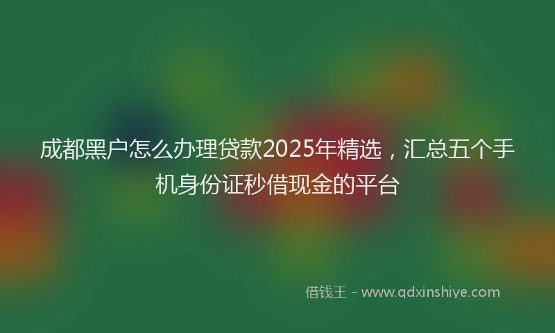 成都黑户怎么办理贷款2025年精选，汇总五个手机身份证秒借现金的平台
