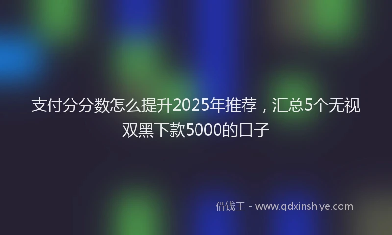 支付分分数怎么提升2025年推荐，汇总5个无视双黑下款5000的口子