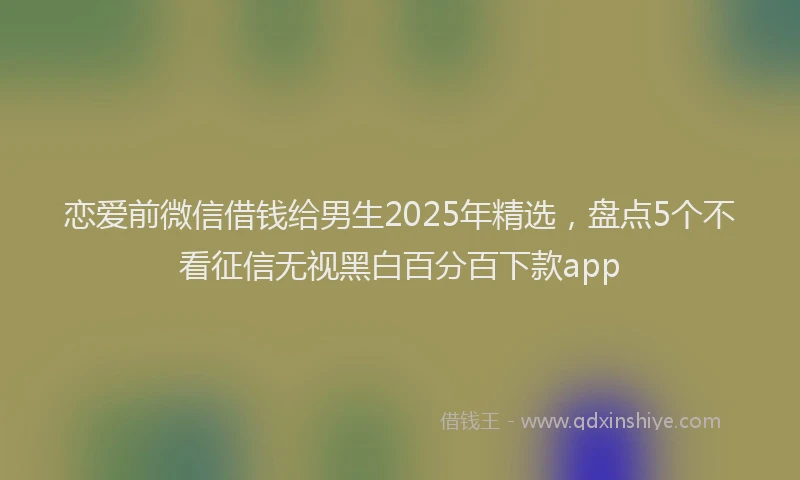 恋爱前微信借钱给男生2025年精选，盘点5个不看征信无视黑白百分百下款app