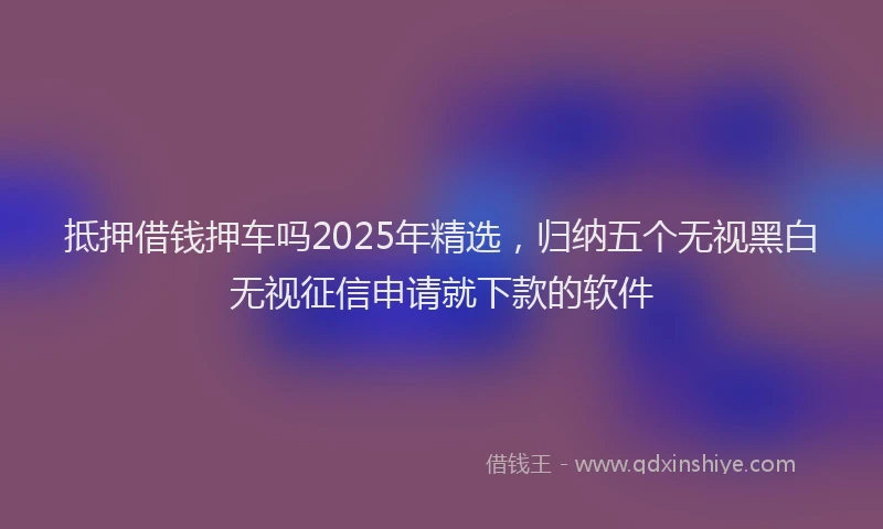 抵押借钱押车吗2025年精选，归纳五个无视黑白无视征信申请就下款的软件