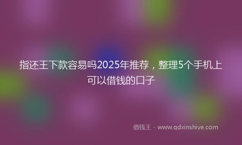 指还王下款容易吗2025年推荐，整理5个手机上可以借钱的口子