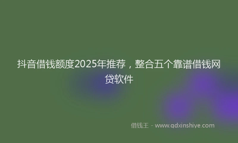 抖音借钱额度2025年推荐，整合五个靠谱借钱网贷软件