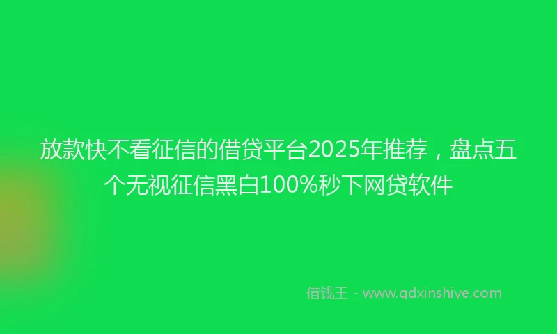放款快不看征信的借贷平台2025年推荐，盘点五个无视征信黑白100%秒下网贷软件
