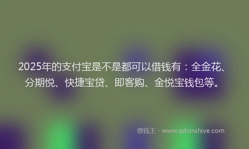 2025年的支付宝是不是都可以借钱有：全金花、分期悦、快捷宝贷、即客购、金悦宝钱包等。