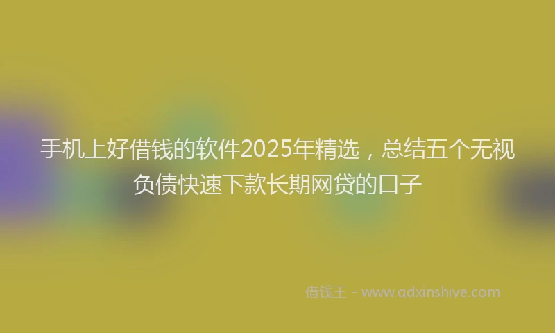 手机上好借钱的软件2025年精选，总结五个无视负债快速下款长期网贷的口子