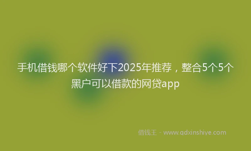 手机借钱哪个软件好下2025年推荐，整合5个5个黑户可以借款的网贷app