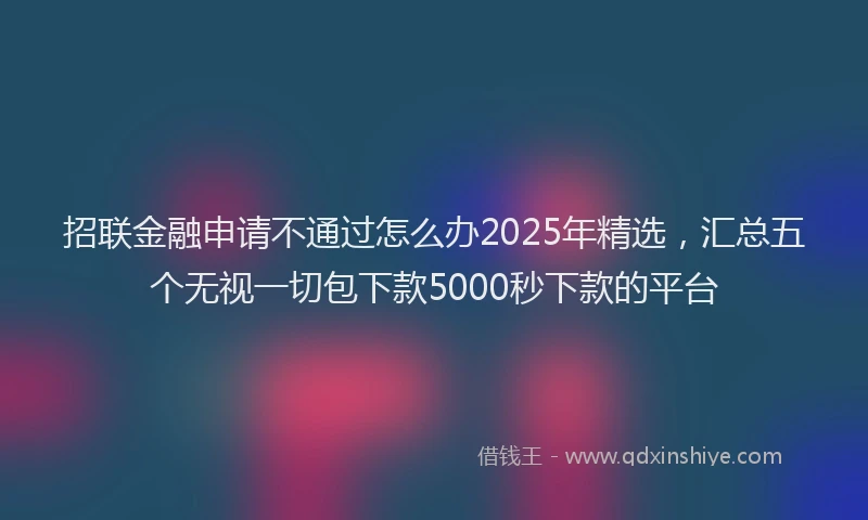 招联金融申请不通过怎么办2025年精选，汇总五个无视一切包下款5000秒下款的平台