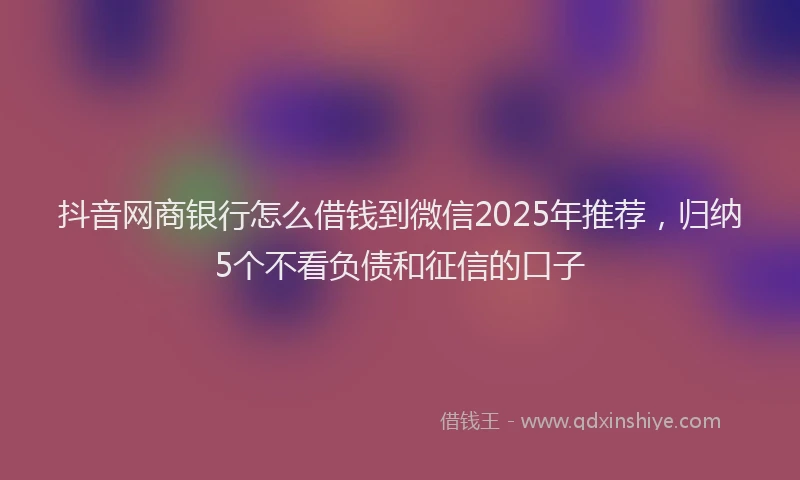 抖音网商银行怎么借钱到微信2025年推荐，归纳5个不看负债和征信的口子