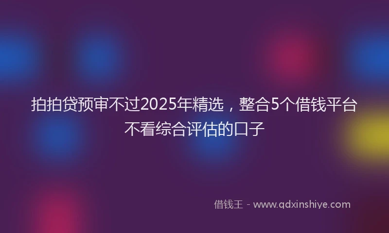 拍拍贷预审不过2025年精选，整合5个借钱平台不看综合评估的口子