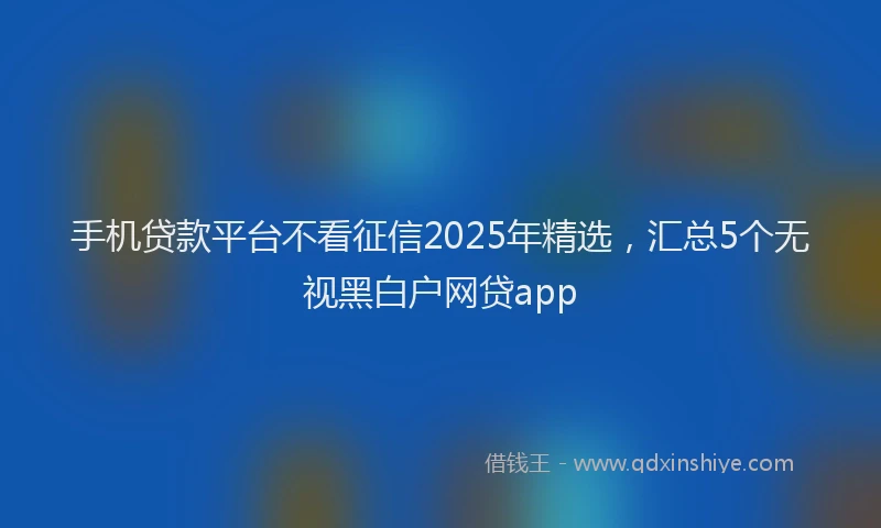 手机贷款平台不看征信2025年精选，汇总5个无视黑白户网贷app
