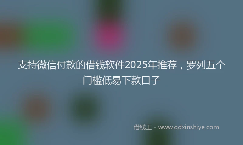 支持微信付款的借钱软件2025年推荐，罗列五个门槛低易下款口子