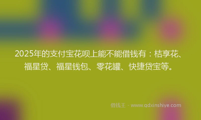 2025年的支付宝花呗上能不能借钱有：桔享花、福星贷、福星钱包、零花罐、快捷贷宝等。