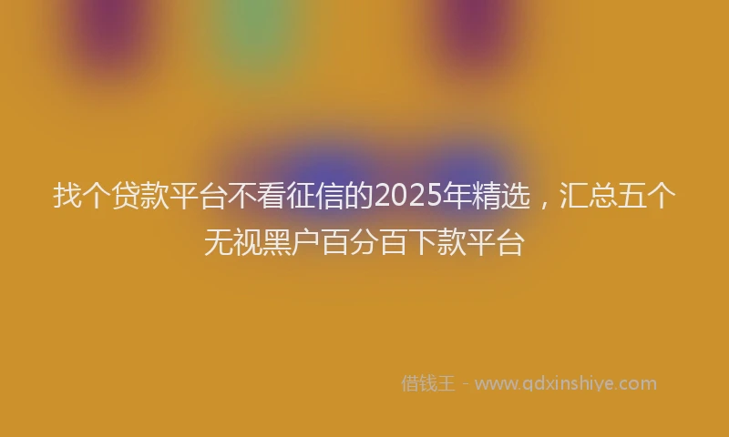 找个贷款平台不看征信的2025年精选，汇总五个无视黑户百分百下款平台