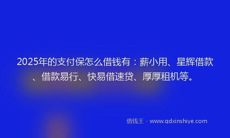 2025年的支付保怎么借钱有：薪小用、星辉借款、借款易行、快易借速贷、厚厚租机等。