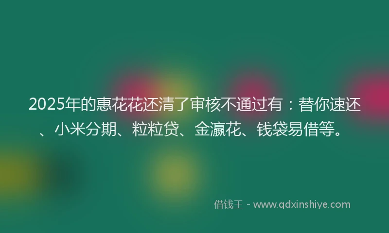 2025年的惠花花还清了审核不通过有：替你速还、小米分期、粒粒贷、金瀛花、钱袋易借等。