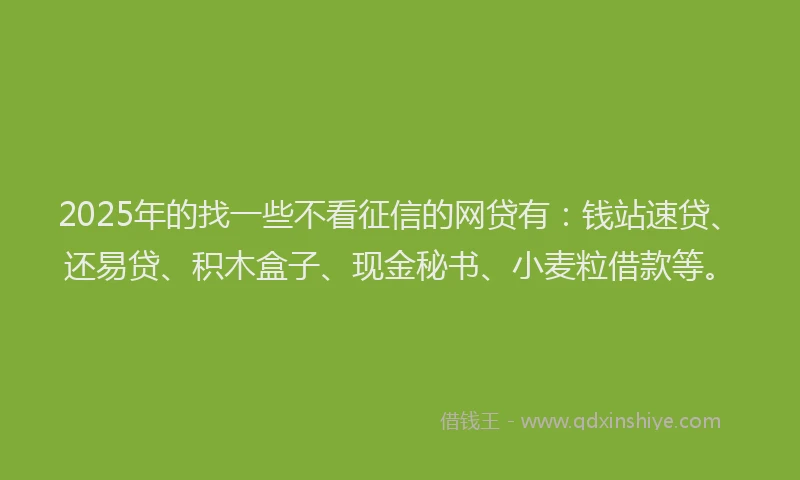 2025年的找一些不看征信的网贷有：钱站速贷、还易贷、积木盒子、现金秘书、小麦粒借款等。