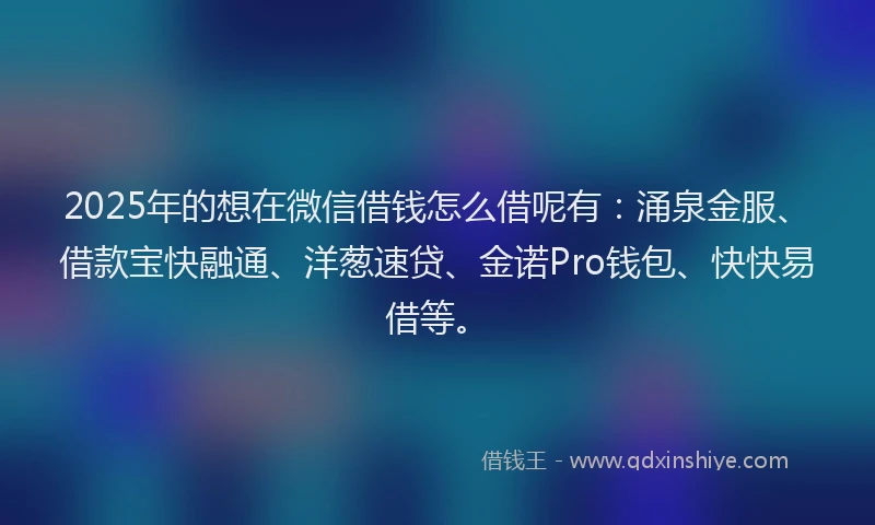 2025年的想在微信借钱怎么借呢有：涌泉金服、借款宝快融通、洋葱速贷、金诺Pro钱包、快快易借等。