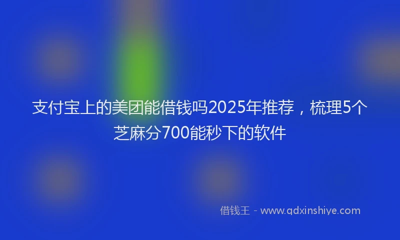 支付宝上的美团能借钱吗2025年推荐，梳理5个芝麻分700能秒下的软件