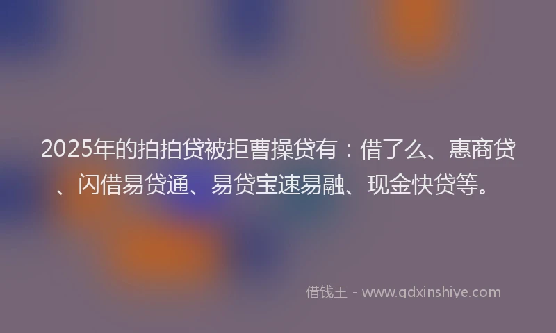 2025年的拍拍贷被拒曹操贷有：借了么、惠商贷、闪借易贷通、易贷宝速易融、现金快贷等。