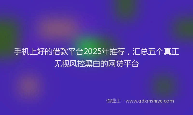 手机上好的借款平台2025年推荐，汇总五个真正无视风控黑白的网贷平台
