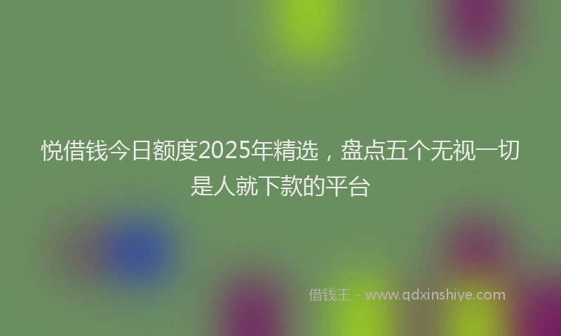 悦借钱今日额度2025年精选，盘点五个无视一切是人就下款的平台