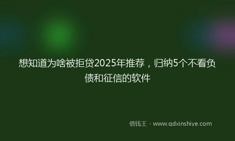 想知道为啥被拒贷2025年推荐，归纳5个不看负债和征信的软件