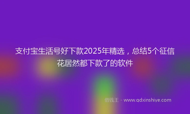 支付宝生活号好下款2025年精选，总结5个征信花居然都下款了的软件