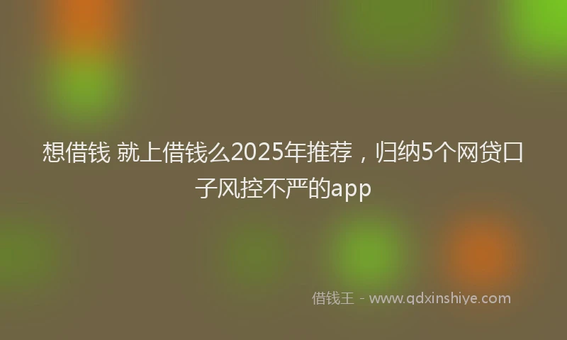 想借钱 就上借钱么2025年推荐，归纳5个网贷口子风控不严的app
