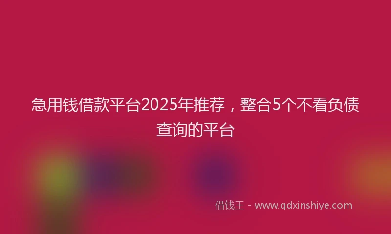 急用钱借款平台2025年推荐，整合5个不看负债查询的平台