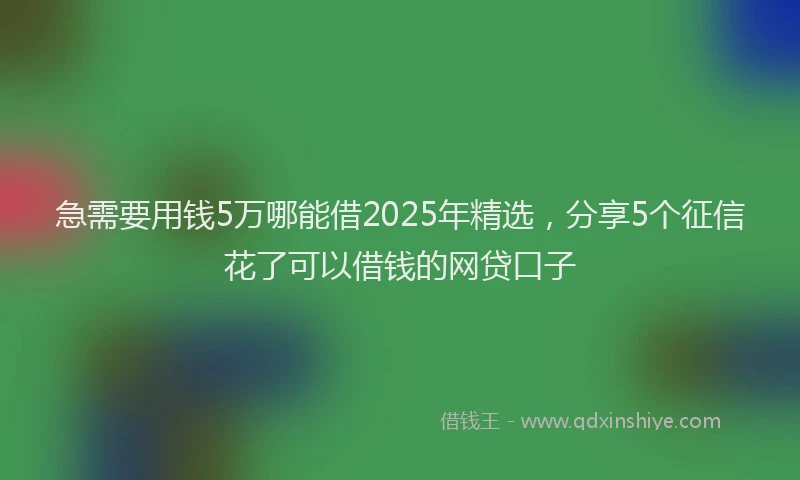 急需要用钱5万哪能借2025年精选，分享5个征信花了可以借钱的网贷口子