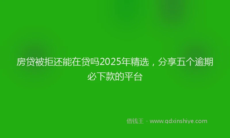 房贷被拒还能在贷吗2025年精选，分享五个逾期必下款的平台