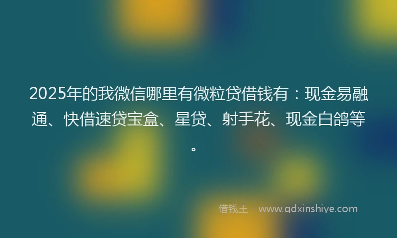 2025年的我微信哪里有微粒贷借钱有：现金易融通、快借速贷宝盒、星贷、射手花、现金白鸽等。