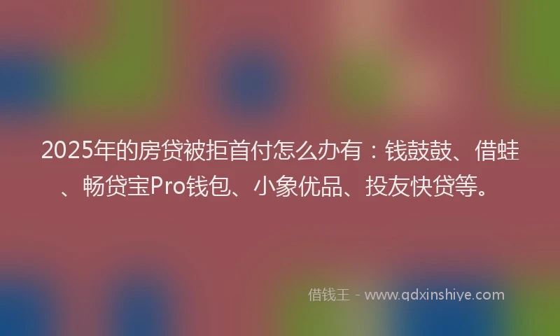 2025年的房贷被拒首付怎么办有：钱鼓鼓、借蛙、畅贷宝Pro钱包、小象优品、投友快贷等。