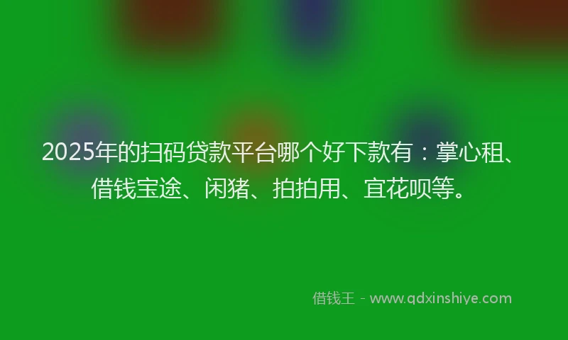 2025年的扫码贷款平台哪个好下款有：掌心租、借钱宝途、闲猪、拍拍用、宜花呗等。