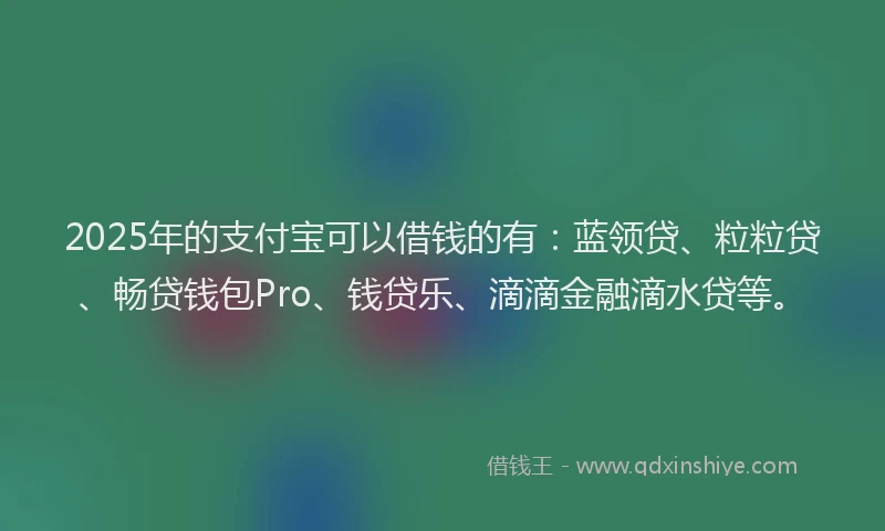 2025年的支付宝可以借钱的有：蓝领贷、粒粒贷、畅贷钱包Pro、钱贷乐、滴滴金融滴水贷等。