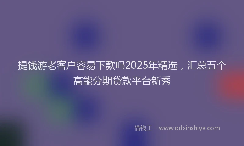 提钱游老客户容易下款吗2025年精选，汇总五个高能分期贷款平台新秀