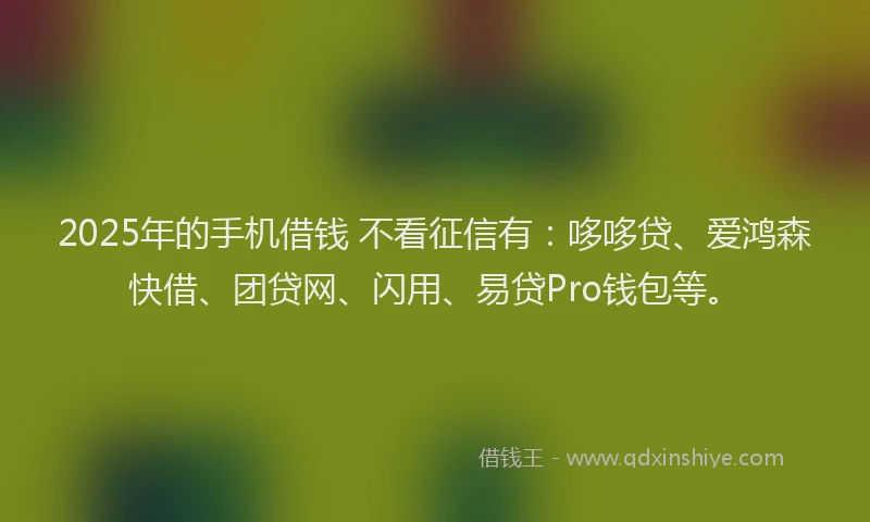 2025年的手机借钱 不看征信有：哆哆贷、爱鸿森快借、团贷网、闪用、易贷Pro钱包等。