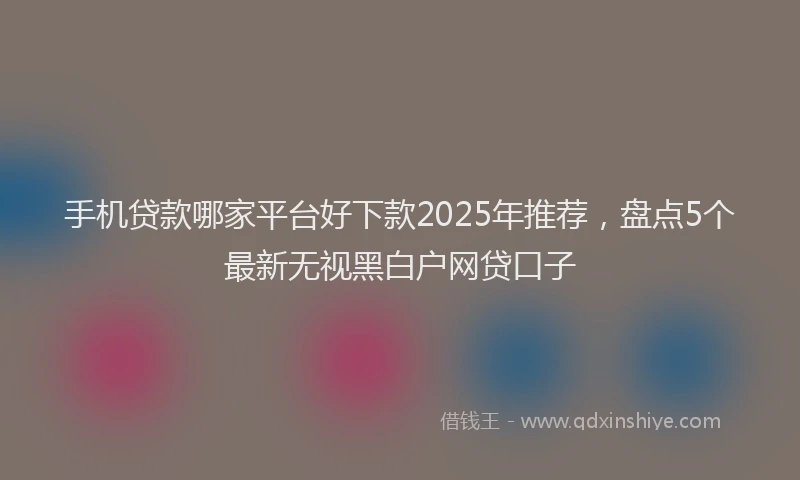手机贷款哪家平台好下款2025年推荐，盘点5个最新无视黑白户网贷口子