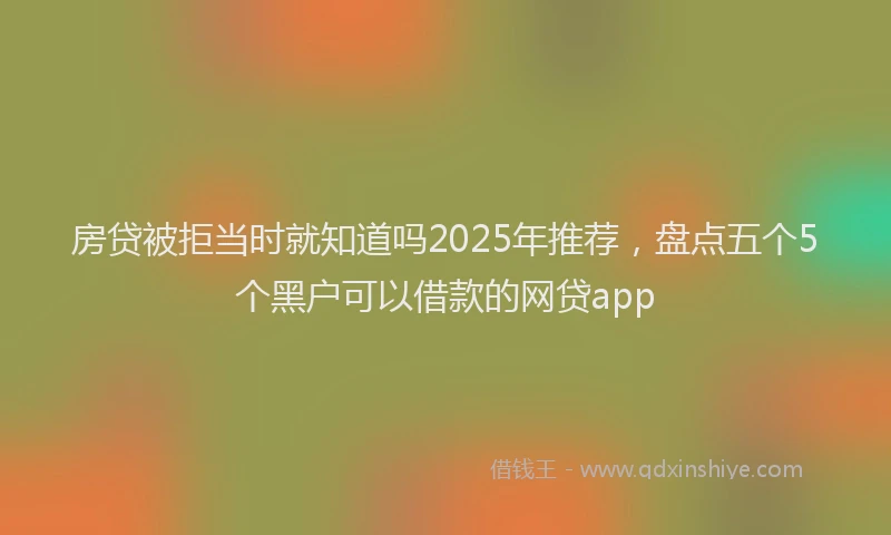 房贷被拒当时就知道吗2025年推荐，盘点五个5个黑户可以借款的网贷app