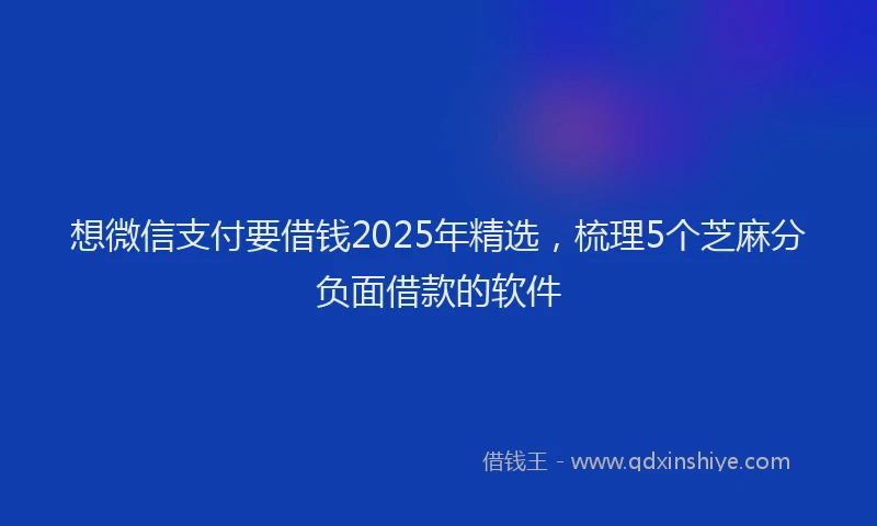 想微信支付要借钱2025年精选，梳理5个芝麻分负面借款的软件